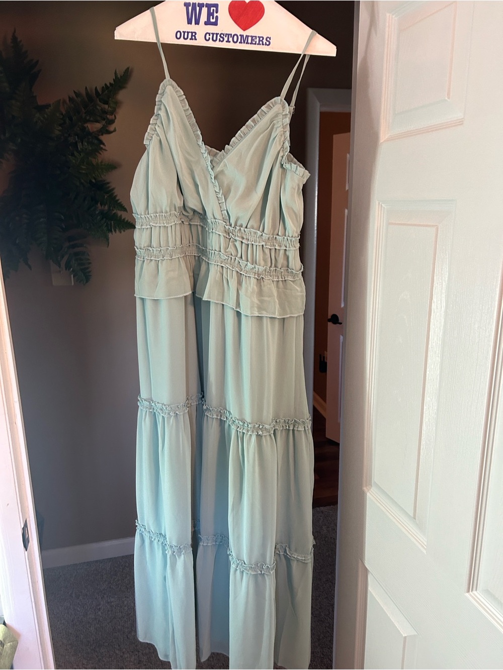 Chelsea28 Mint Green Maxi Dress with Ruffle Details
